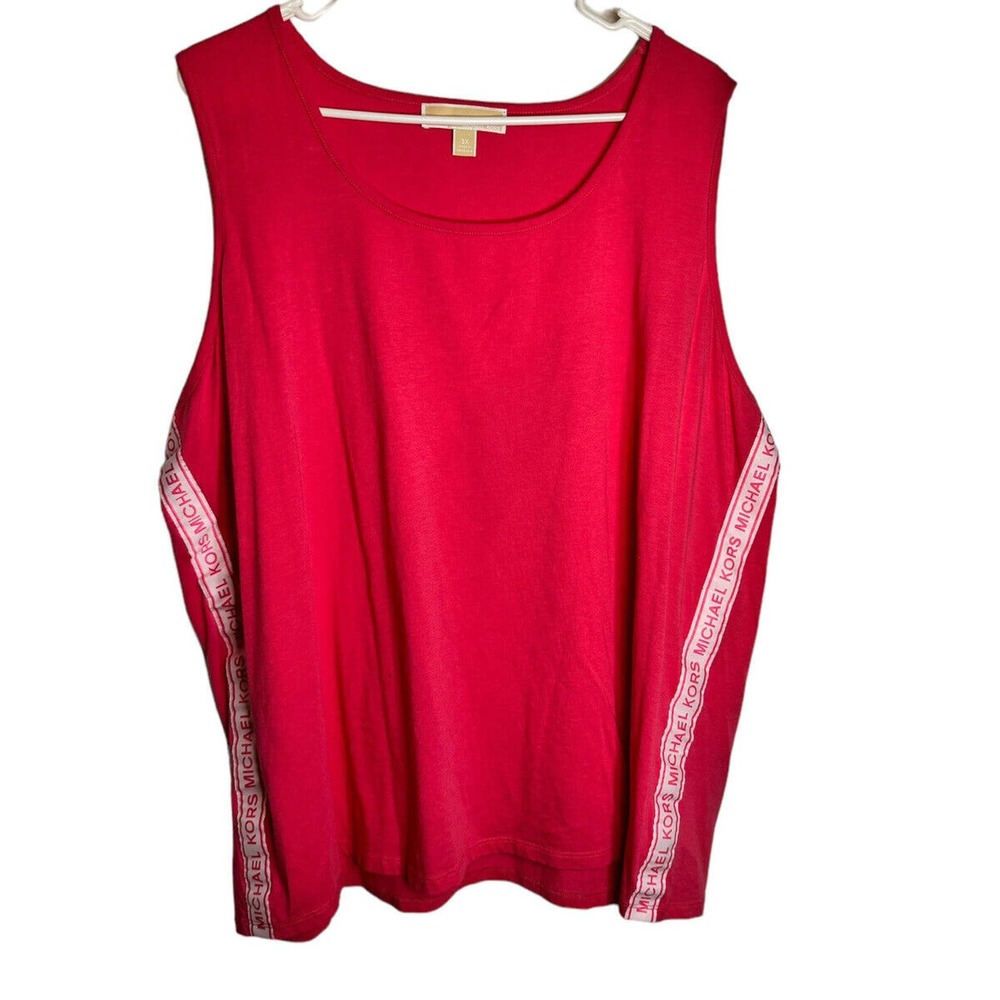 Michael Kors Womens Logo Tank Top Pullover Stretch‎ Tape Logo Sz 3x